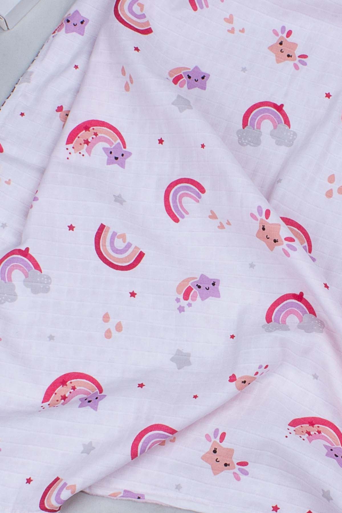 Pembe Müslin Nohut Çift Taraflı Çok Amaçlı Bebek Battaniye