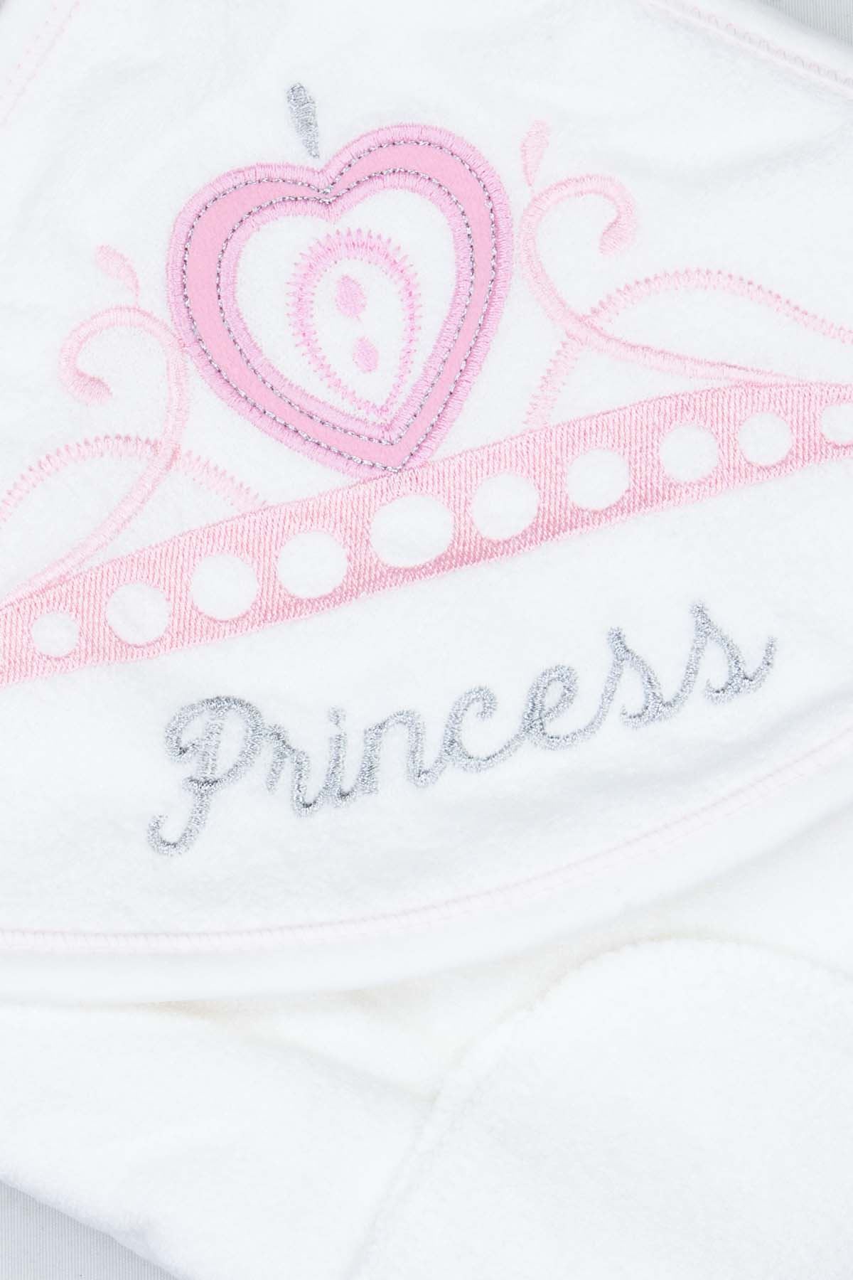Beyaz Taçlı Prenses 2 Parça Kız Bebek Banyo Havlusu