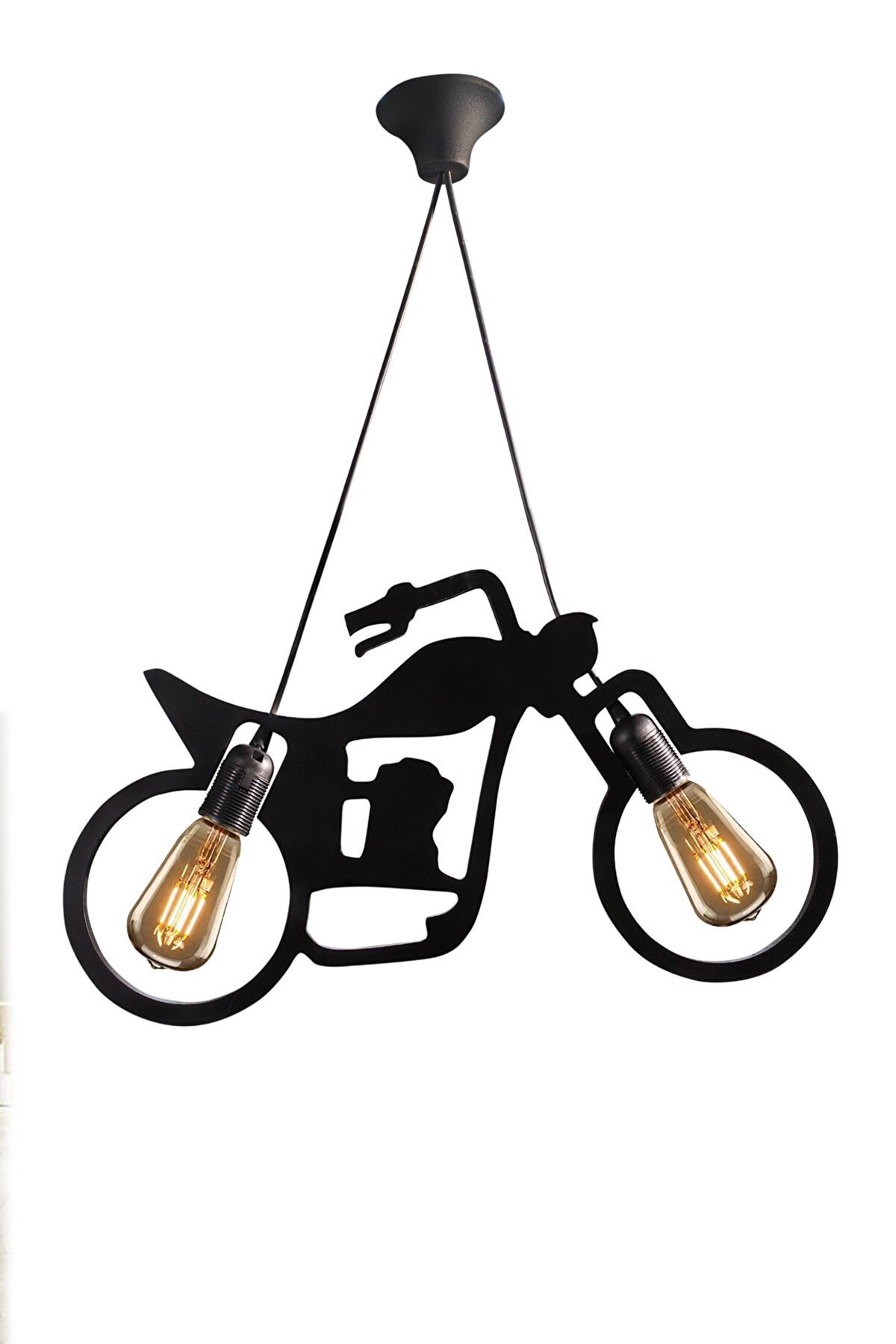 Çapır Motor Bisiklet Avize Sarkıt Modern Rustik Dekoratif Retro 2 li Lamba