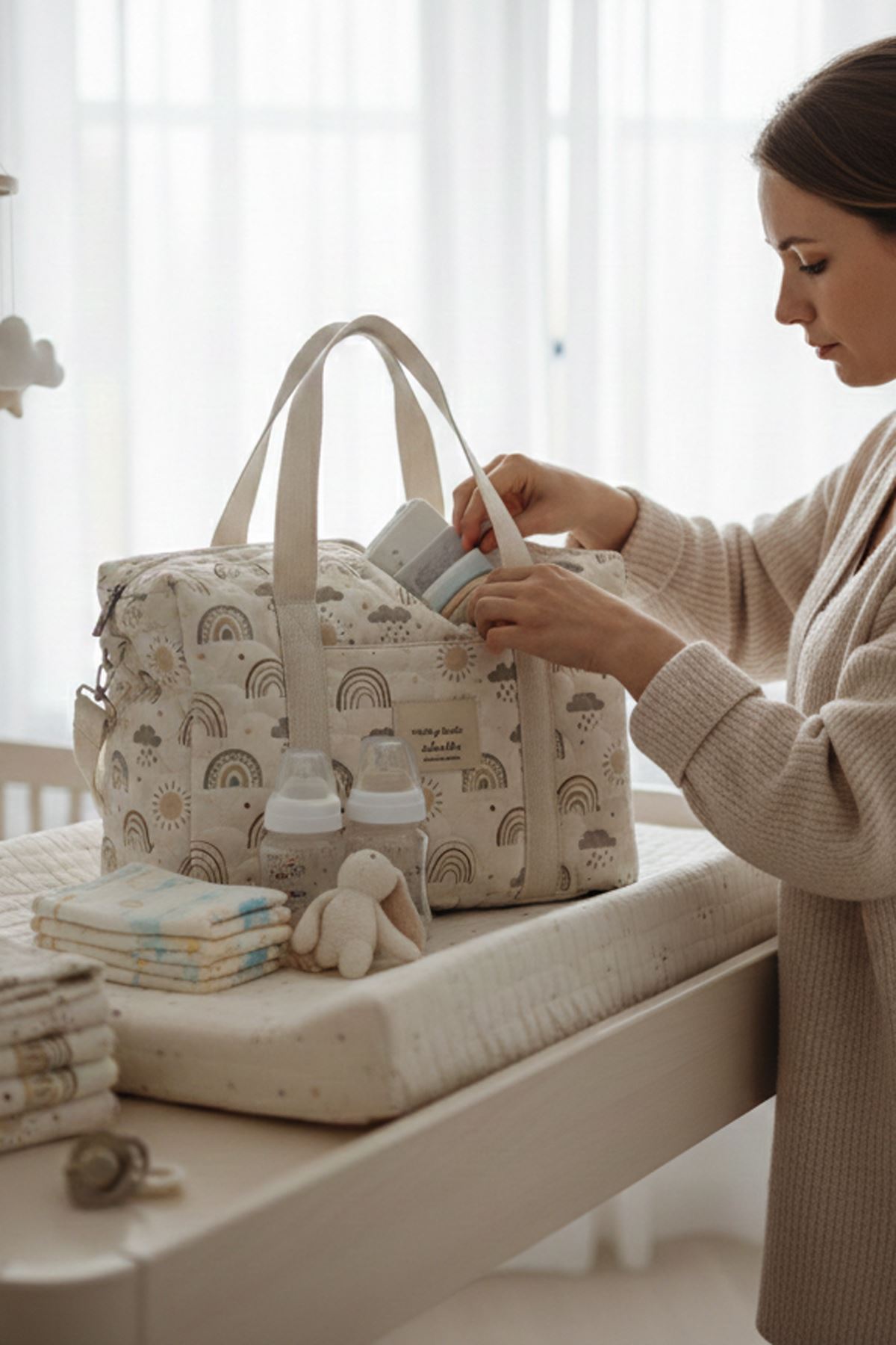 Anne Bebek Bakım Çantası Kapitone Su Geçirmez Bebek Arabası Organizer Düzenleyici Stroller Bag