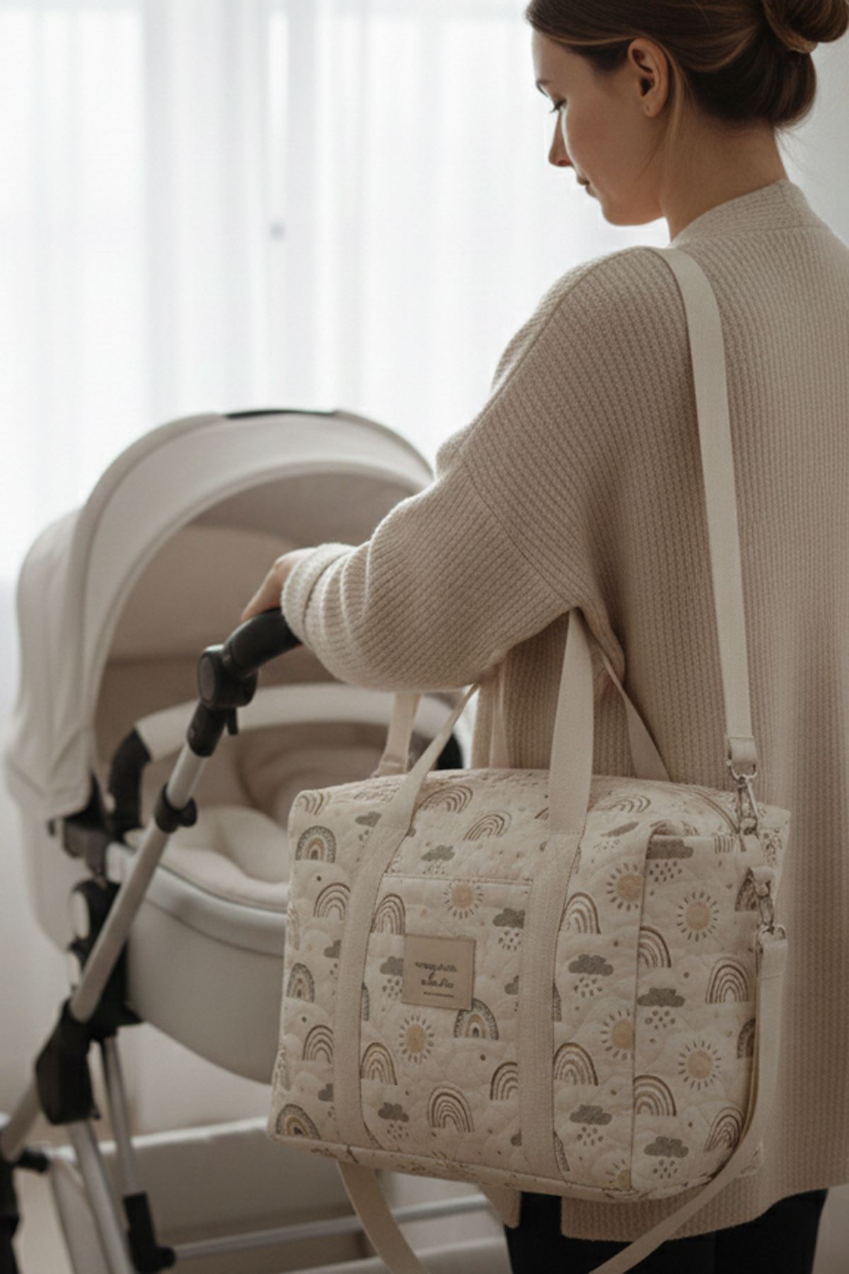 Anne Bebek Bakım Çantası Kapitone Su Geçirmez Bebek Arabası Organizer Düzenleyici Stroller Bag