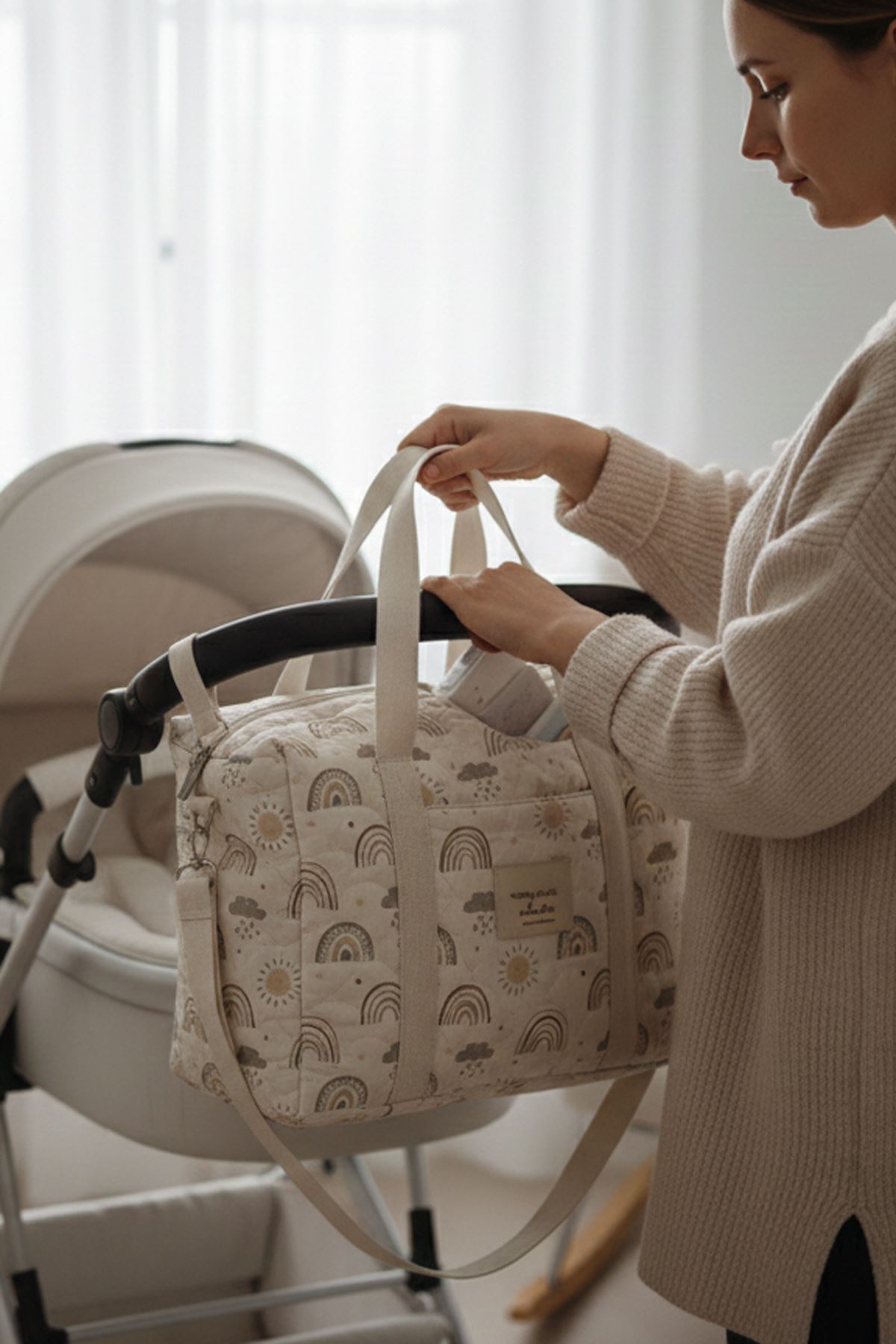 Anne Bebek Bakım Çantası Kapitone Su Geçirmez Bebek Arabası Organizer Düzenleyici Stroller Bag