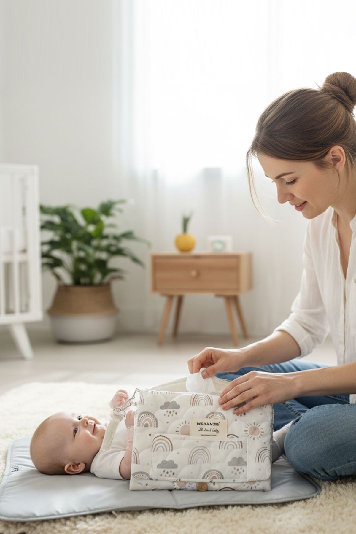 Anne Bebek Su Geçirmez Çok Amaçlı Bebek Alt Açma Bakım Çantası Organizer