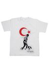 Beyaz Bayrak ve Atatürk Baskılı Çocuk Tişört