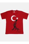 Red Men Women Flag And Atatürk Printed T-Shirt