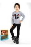 Gray Black 2 Piece Female Child The Tights suit