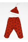 Red Patterned Baby Boy Hat and Footed Bottom