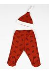 Red Patterned Baby Boy Hat and Footed Bottom
