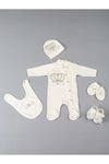 White baby girl boys queen king crowned rompers 5 piece set cotton comfortable use overalls hat gloves models