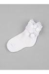 Beyaz Tüllü Ponponlu Kız Çocuk Çorap