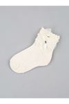 Cream Bow Tucted Stone Girl Socks