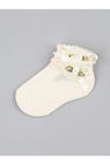 Cream Bow Baby Girl Socks with Rose