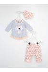 Powder Pink Grey Baby Girl Daily 3 Piece Suit Set Cotton Daily Seasonal Casual Wear Girls Babies Suit Outfit Models