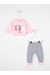 Pink Baby Girl Rabbit Vetch 2 Piece Set Tracksuit Bottom Wear Top Outfit Cotton Casual Casual Outfit Models