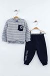 Gray baby boy 2 piece tracksuit set bottom sweatpants sweat top cotton casual casual babies models