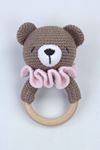 Kahverengi Organik El Yapımı Amigurumi Ayıcık Çıngırak Oyuncak
