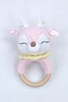 Pembe Organik El Yapımı Amigurumi Geyik Çıngırak Oyuncak