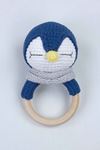 Lacivert Organik El Yapımı Amigurumi Penguen Çıngırak Oyuncak