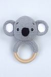 Gri Organik El Yapımı Amigurumi Koala Çıngırak Oyuncak