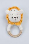 Sarı Organik El Yapımı Amigurumi Aslan Çıngırak Oyuncak