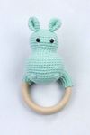 Yeşil Organik El Yapımı Amigurumi Hippo Çıngırak Oyuncak