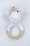 Beyaz Organik El Yapımı Amigurumi Unicorn Çıngırak Oyuncak