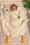Krem Sevimli Çocuk Bebek Battaniyesi Ördek Kışlık Peluş Welsoft Kaz Battaniye