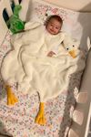 Krem Sevimli Çocuk Bebek Battaniyesi Ördek Kışlık Peluş Welsoft Kaz Battaniye